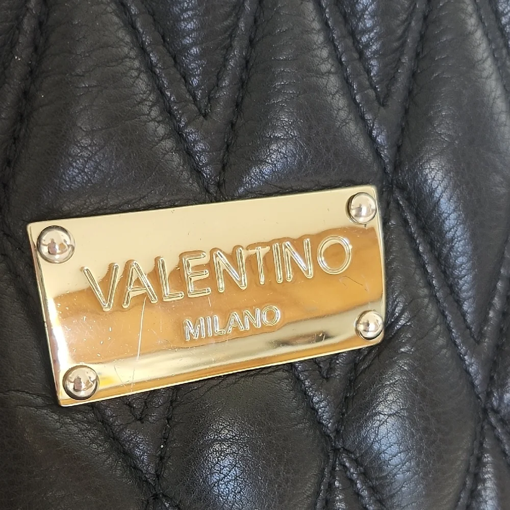 Valentino Black Quilted Leather Shoulder Bag With Removable Chain Straps 10x 7 - Picture 6 of 16